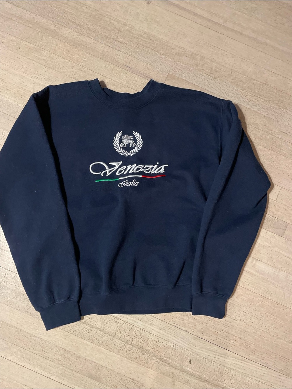 Fruit of the Loom Navy Crewneck Sweater with Venezia Embroidery